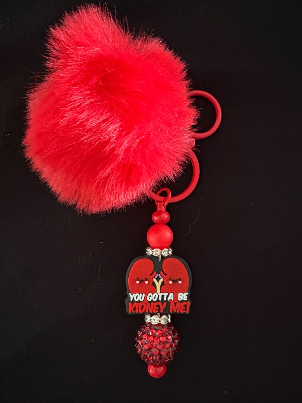 Pom Pom Beaded Bag Charm Keychains - Multicolor Set of 5 - Picture 4 of 6